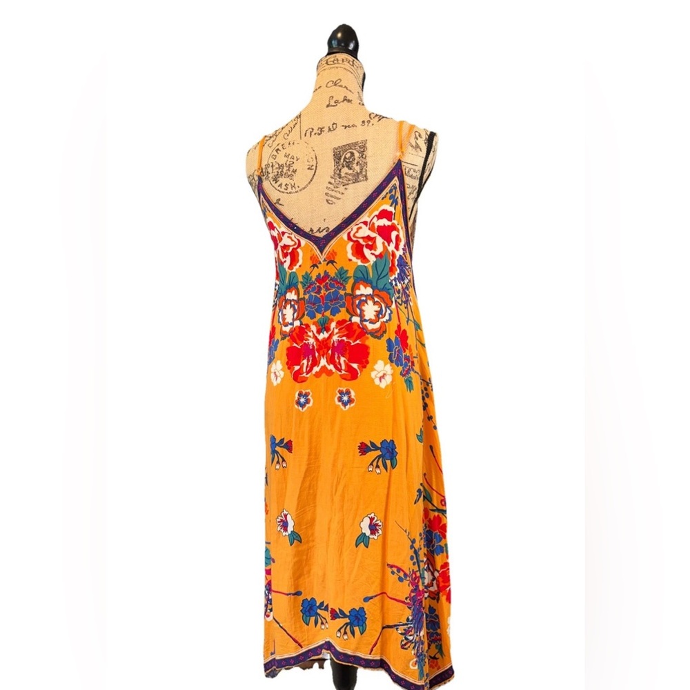 Jealous Tomato Yellow Floral V-Neck Midi Slip Dress - Picture 2 of 3